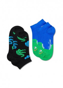 Happy Socks - 2-Pack Kids Crocodile Low Socks maat 7-9 jaar (KCOD02-9300)