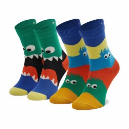 Happy Socks - 2-pack Kids Monsters Socks maat 12-24 maanden (KMON02-0200)
