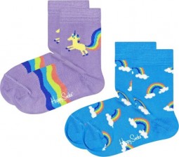 Happy Socks - 2-pack Kids Unicorn & Rainbow Socks maat 0-12 maanden (KUNR02-5000)